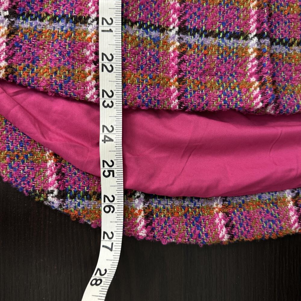 SSYS The Label Jacket Womens Small Carrie Magenta Tweed Plaid Gold Button Preppy - Picture 9 of 10
